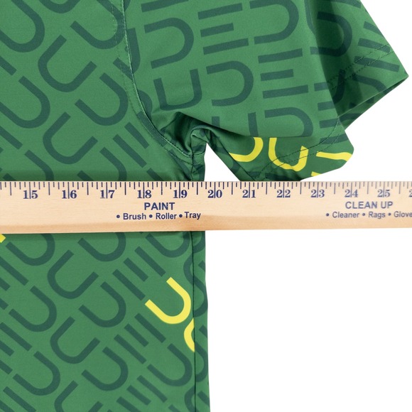 Waggle Mens Small Golf Polo Shirt Dude All Over Print Stretch Green Short Sleeve - Picture 6 of 7